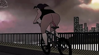Woman Fucks Myself On The brush Sex tool Bike (With Sound)