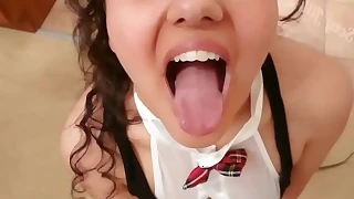 Schoolgirl daughter fucks next door neighbour and swallows a massive cumshot to the fullest extent a finally delivering cookies pov indian