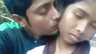 Desi Indian Girl Blowjob Their way BF Open-air