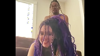 Broke purple dreadhead takes hard dick in rough pounding