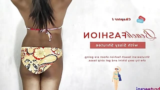 BEACH Tailor PART 1 - SOLO INDIAN TRANS CROSSDRESSING IN BIKINI
