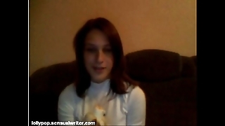 Russian legal age teenager sucks banana mainly webcam, softcore
