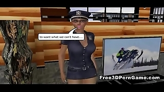 Glum 3d mock policewoman banditry forth